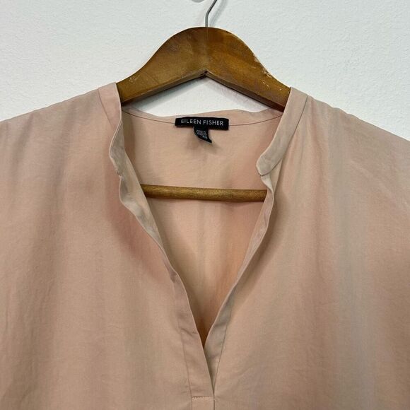 Eileen Fisher Light Pink Short Sleeve Tencel Popover Top Size Small - Picture 3 of 13